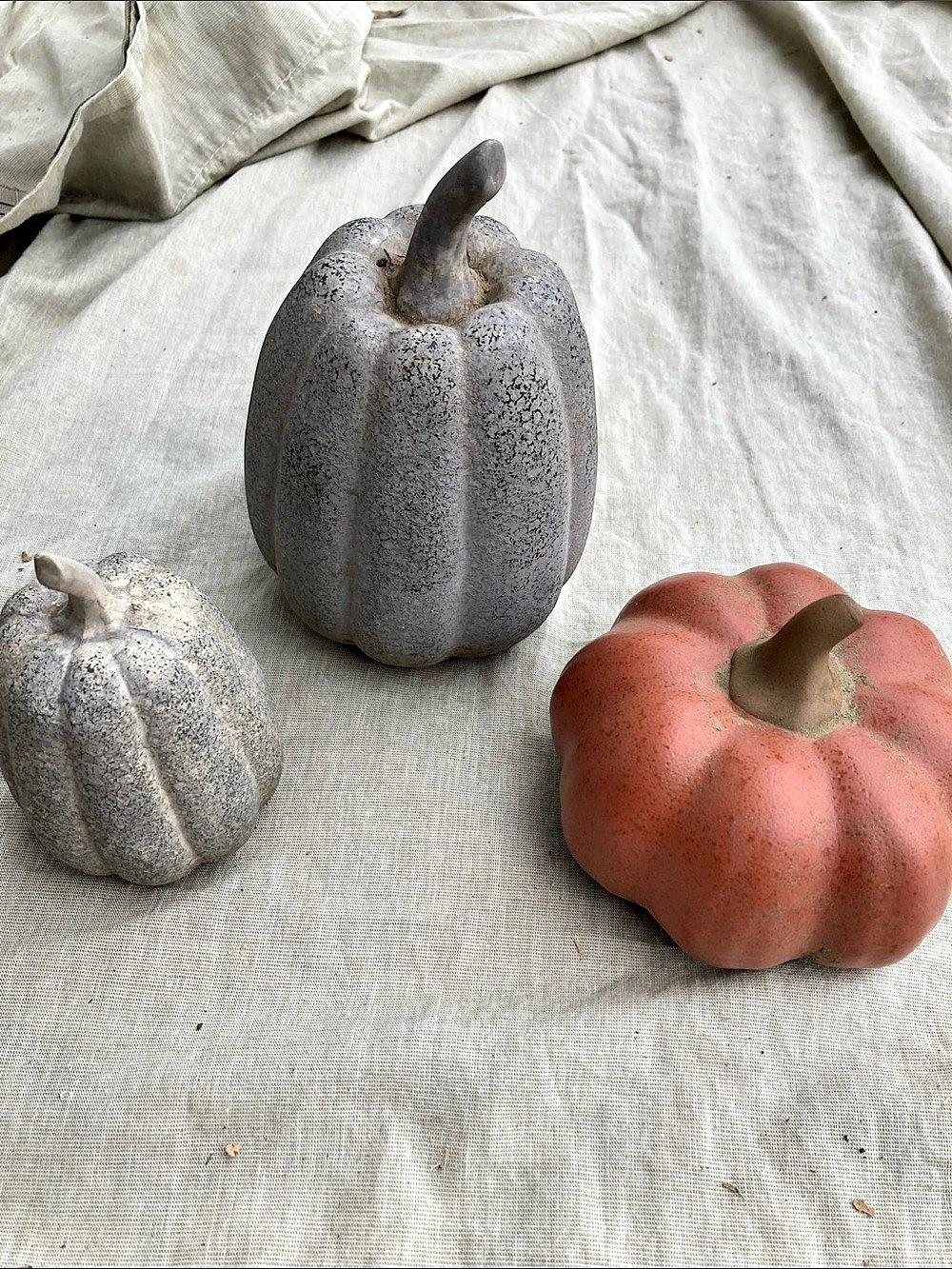 Decorative fall Halloween thanksgiving Pumpkin Set Gray & Orange